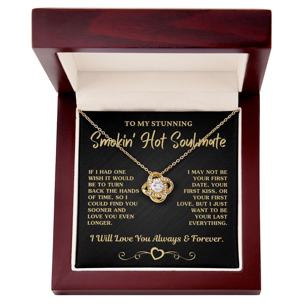 (Almost Sold Out) Gift For Soulmate "Your Last Everything" Necklace Jewelry 18K Yellow Gold Finish Mahogany Style Luxury Box (w/LED)