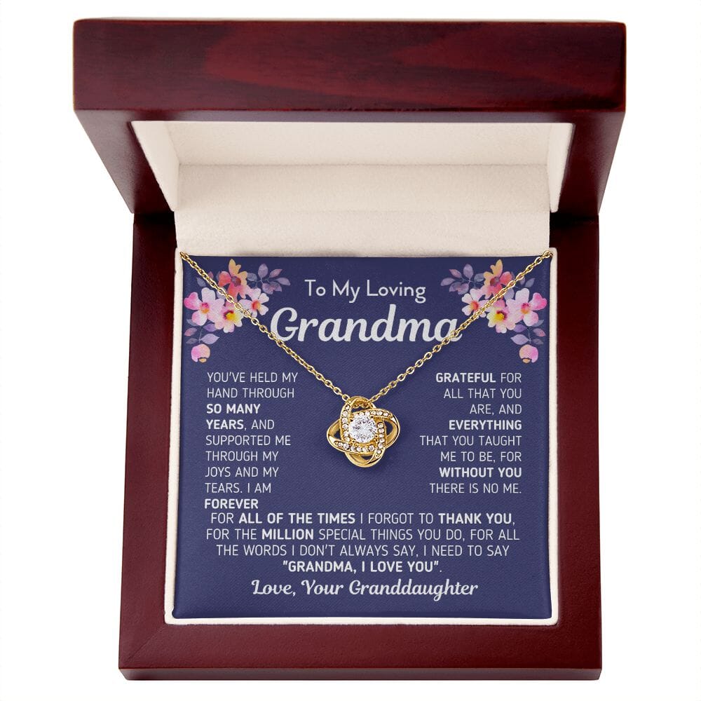 Gift for Grandma From Granddaughter "Without You There Is No Me" Necklace Jewelry 18K Yellow Gold Finish Mahogany Style Luxury Box (w/LED)