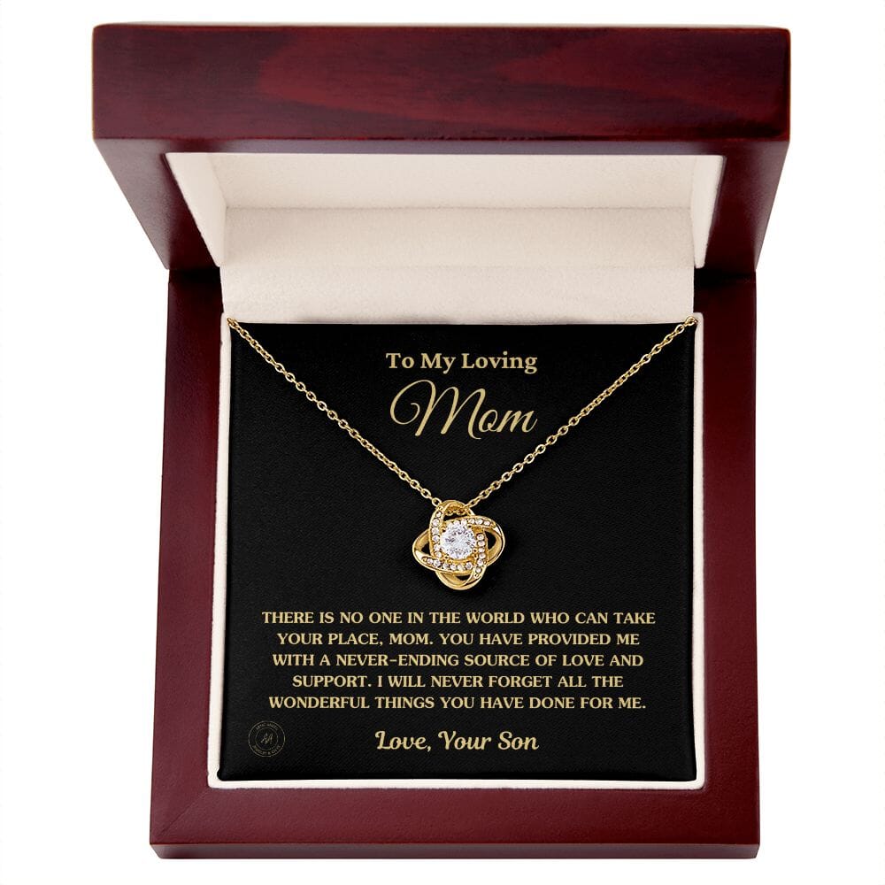 Gift for Mom From Son - "I Am So Blessed To Have You In My Life" Necklace Jewelry 18K Yellow Gold Finish Mahogany Style Luxury Box (w/LED)
