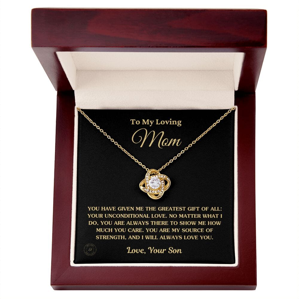 Gift for Mom From Son - "You Have Given Me The Greatest Gift Of All" Necklace Jewelry 18K Yellow Gold Finish Mahogany Style Luxury Box (w/LED)