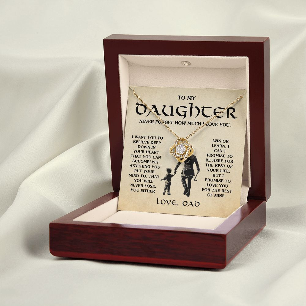 Gift for Daughter "Love You For The Rest Of Mine" Warrior Necklace Jewelry 18K Yellow Gold Finish Mahogany Style Luxury Box (w/LED)