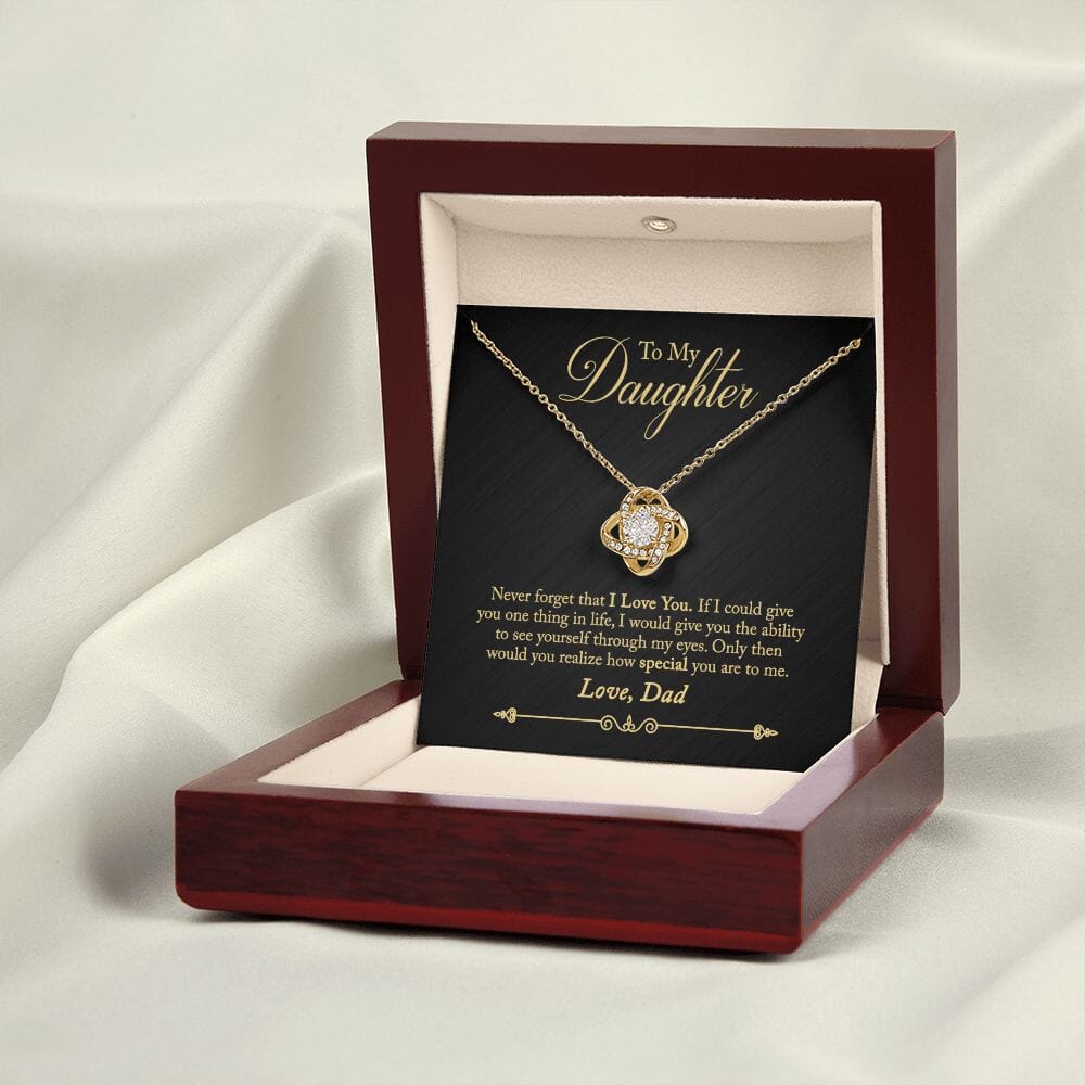 Gift for Daughter "How Special You Are To Me" Love Dad Necklace Jewelry 18K Yellow Gold Finish Mahogany Style Luxury Box (w/LED) 