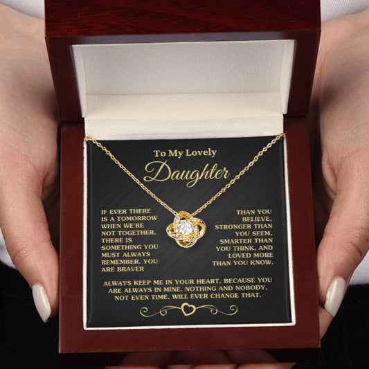 Gift For Daughter "Always Keep Me In Your Heart" Necklace Jewelry 18K Yellow Gold Finish Mahogany Style Luxury Box (w/LED)