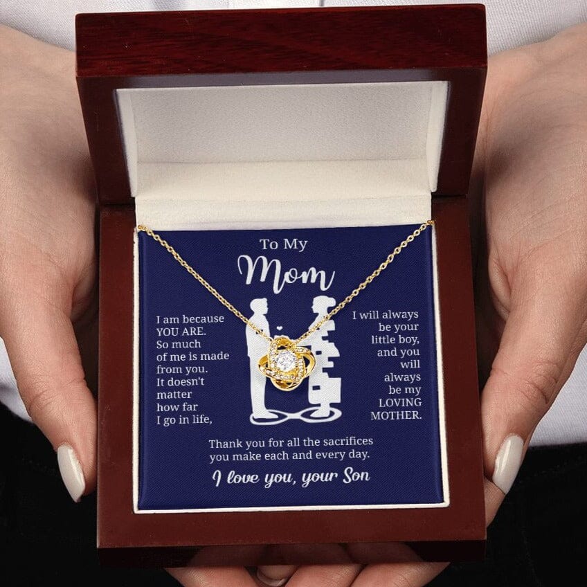 Gift For Mom From Son "I Am Because You Are" Knot Necklace Jewelry