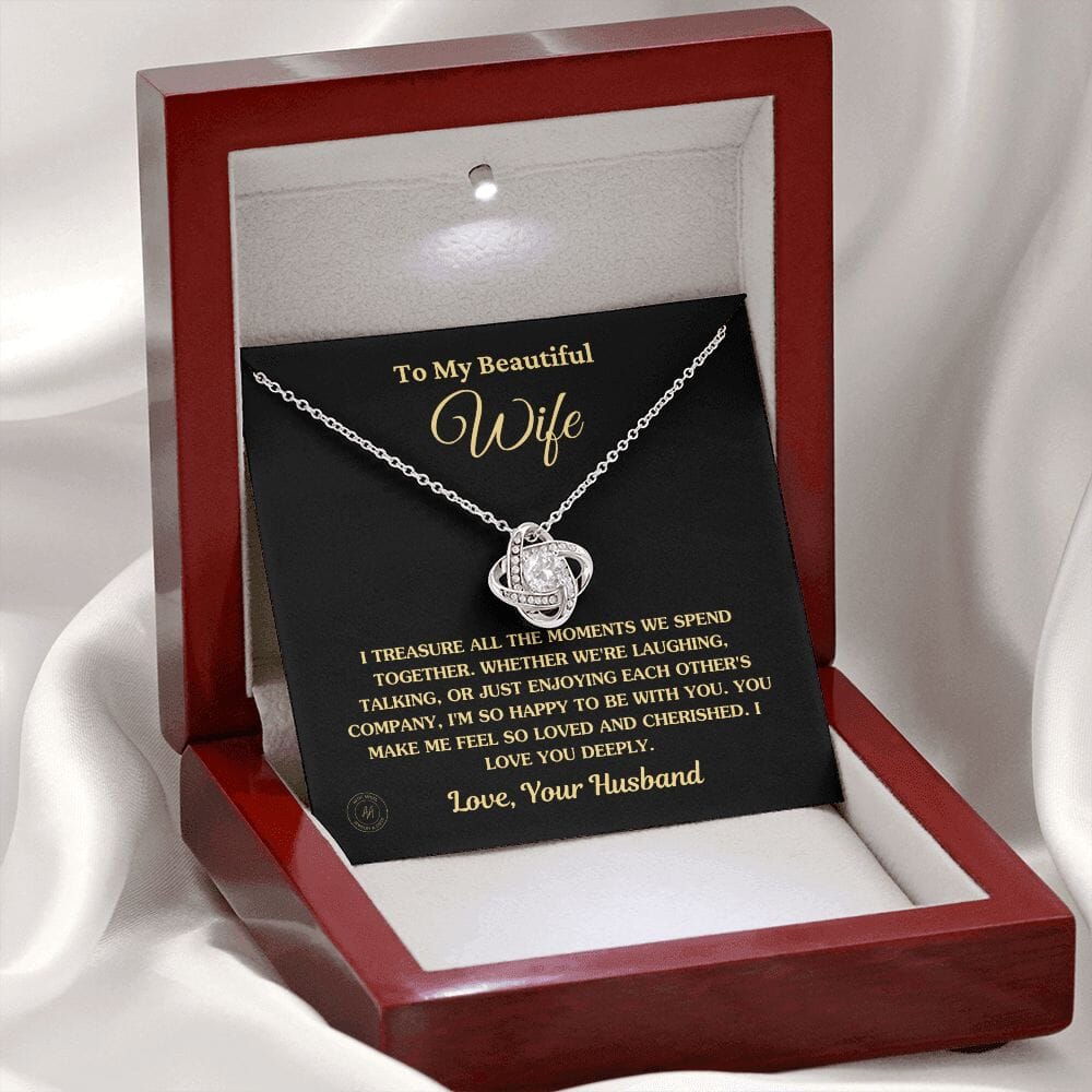 Gift For Wife "I Treasure All The Moments" Knot Necklace Jewelry