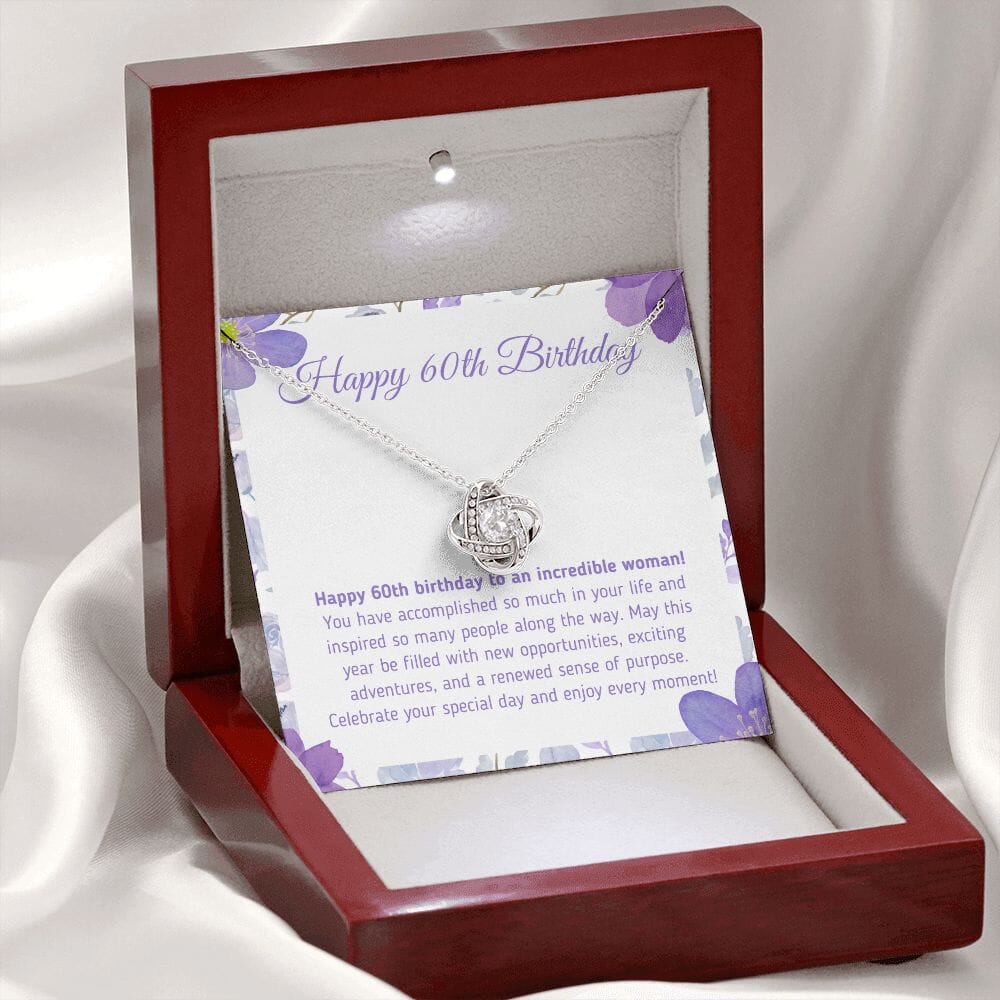 Beautiful "Happy 60th Birthday - You Have Accomplished So Much" Knot Necklace Jewelry
