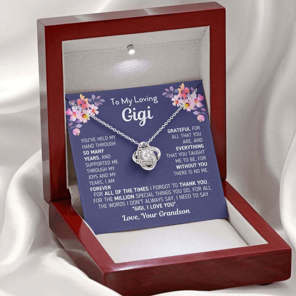 Gift for Gigi From Grandson "Without You There Is No Me" Knot Necklace Jewelry