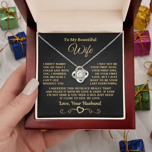 Beautiful Gift for Wife "I Can't Live Without You" Necklace Jewelry