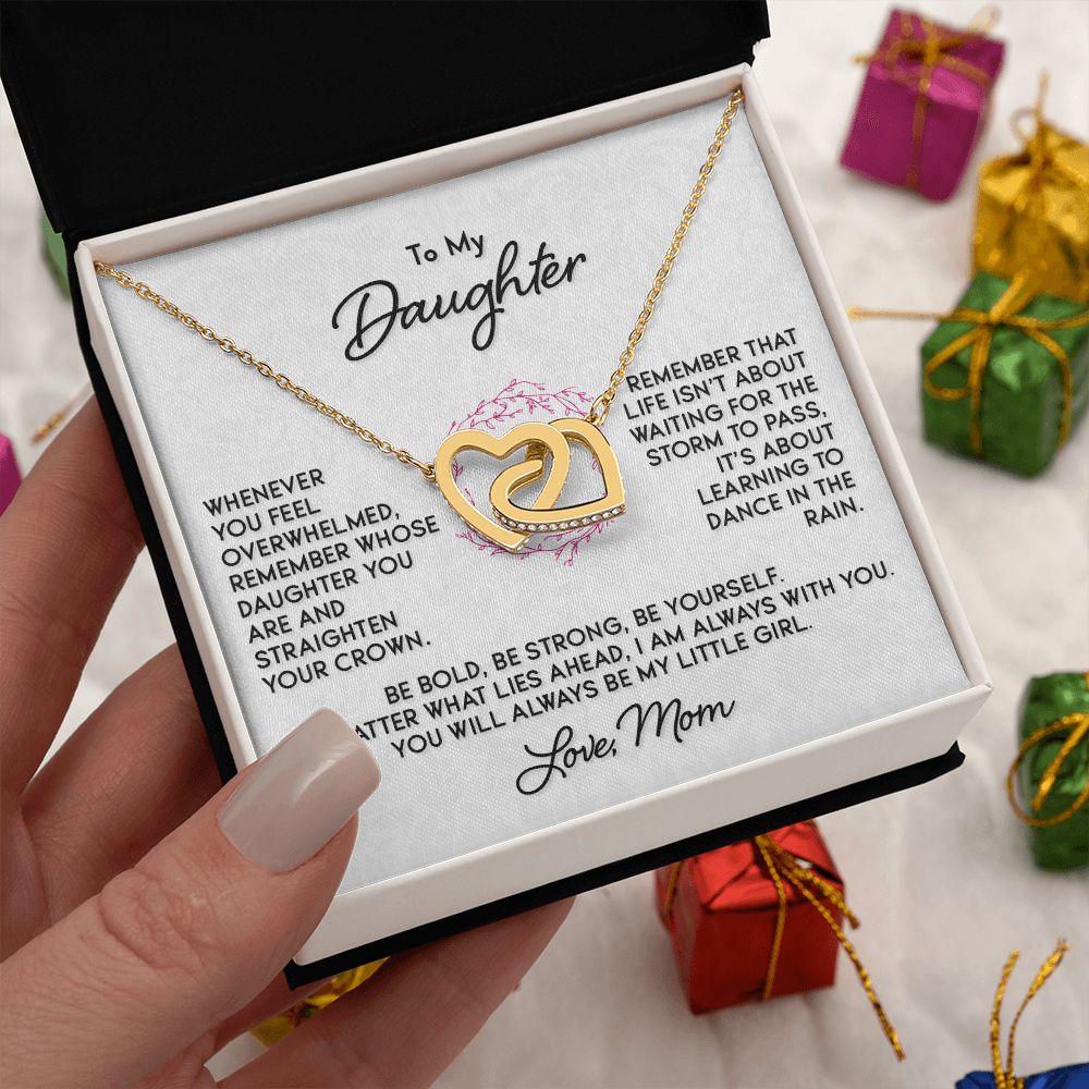 Gift for Daughter "Dance In The Rain" Love Mom Necklace Jewelry 18K Yellow Gold Finish Two-Toned Gift Box