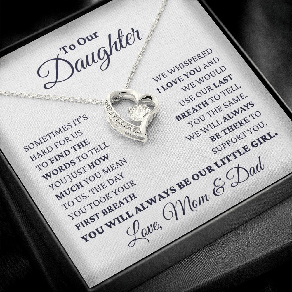 Gift for Daughter Love Mom and Dad "Our Little Girl" Necklace Jewelry