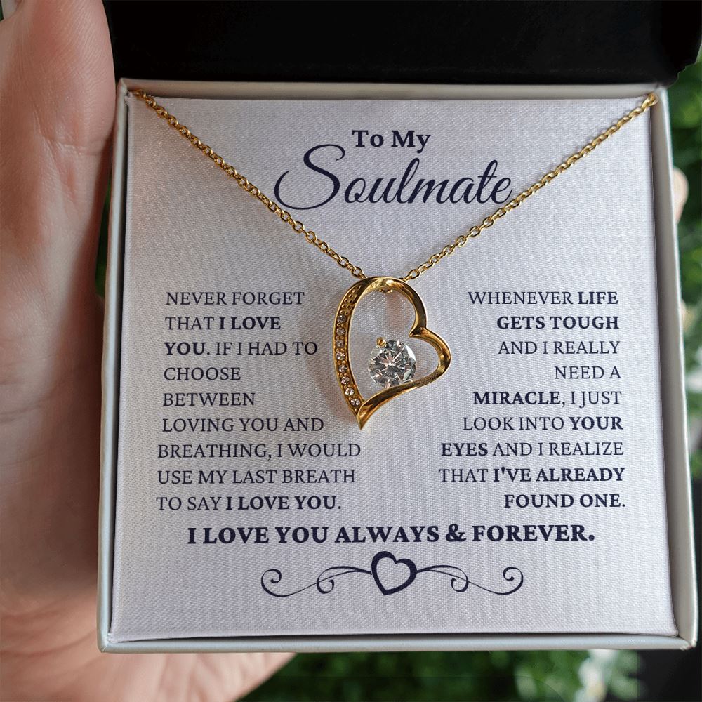 Gift for Soulmate "I Just Look Into Your Eyes" Necklace Jewelry 18k Yellow Gold Finish Two Toned Box