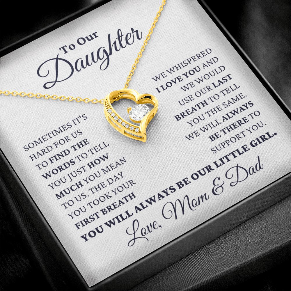Gift for Daughter Love Mom and Dad "Our Little Girl" Necklace Jewelry