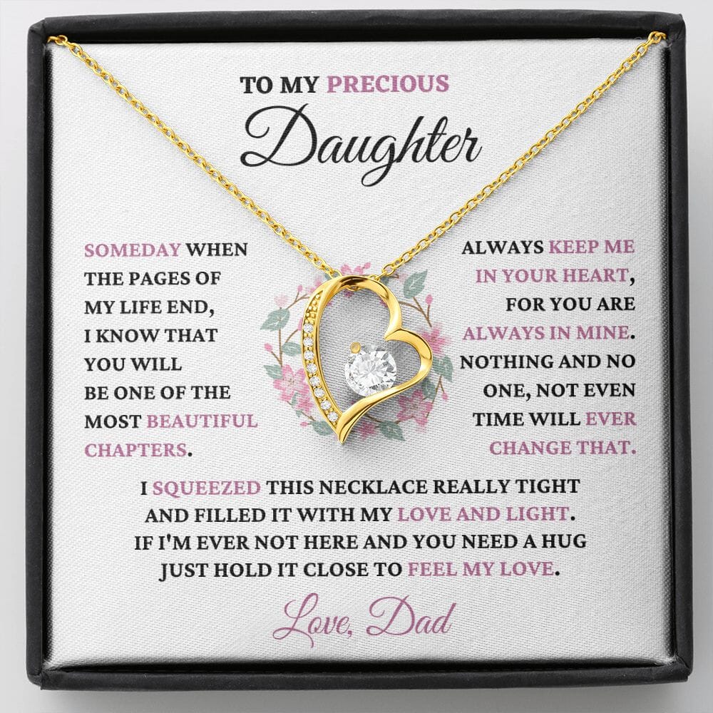 Gift For Precious Daughter Love Dad "Always Keep Me In Your Heart" Heart Necklace Jewelry 18k Yellow Gold Finish Two-Toned Gift Box