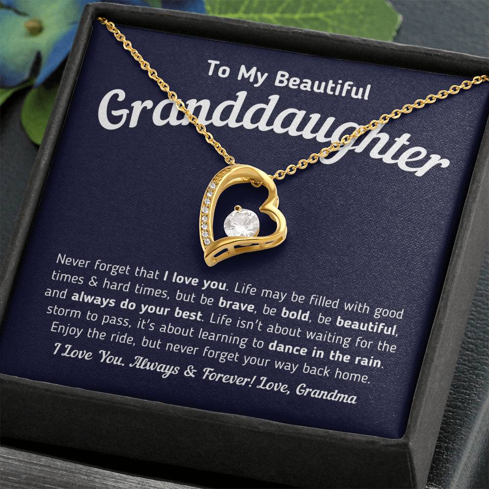 To My Beautiful Granddaughter - Never Forget That I Love You Jewelry 18k Yellow Gold Finish 
