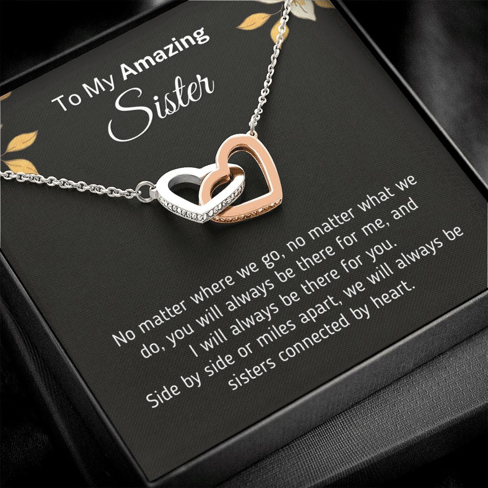 Beautiful Necklace for Sister "Connected By Heart" Jewelry