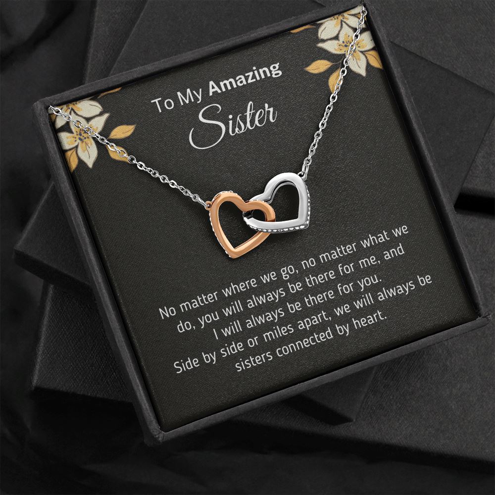Beautiful Necklace for Sister "Connected By Heart" Jewelry