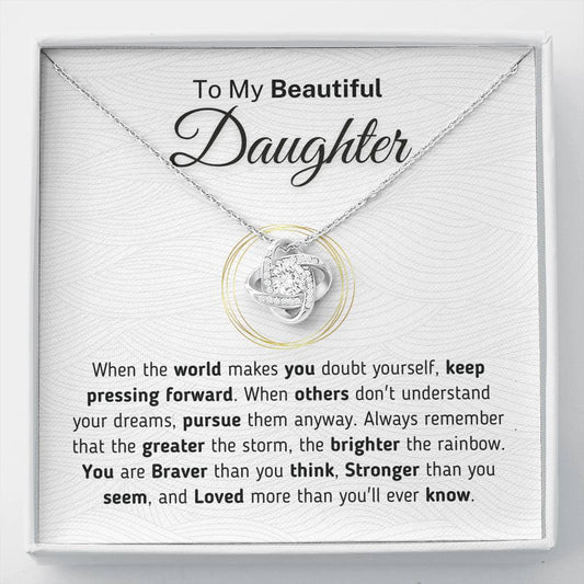 Gift for Daughter - Loved More Than You Know Necklace Jewelry Two-Toned Gift Box