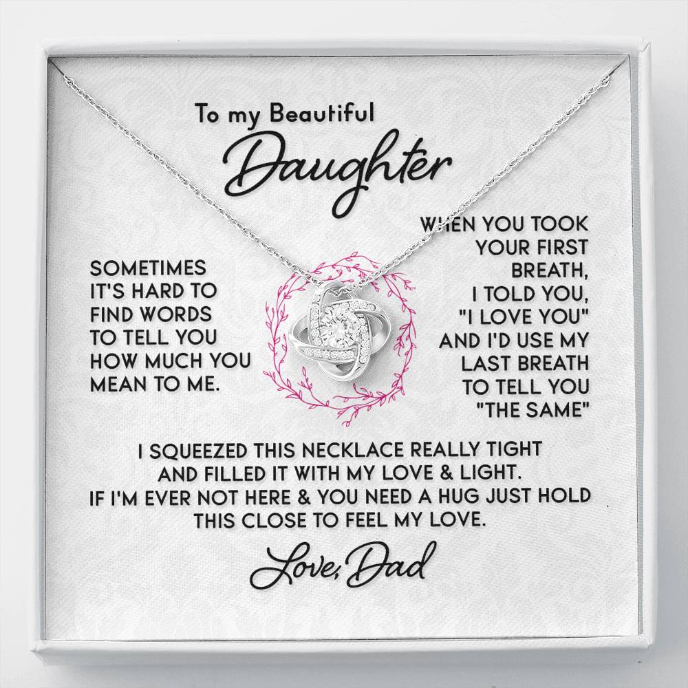 Gift for Daughter - "First Breath" Necklace From Dad Jewelry Two-Toned Gift Box