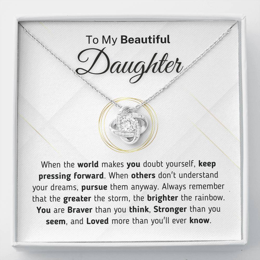 Gift for Daughter - Loved More Than You'll Ever Know Necklace Jewelry Two-Toned Gift Box