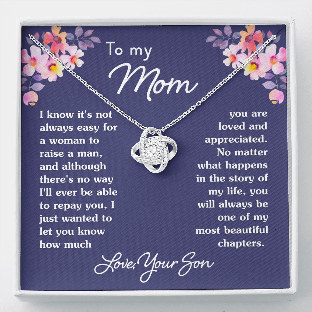 Gift For Mom From Son "Most Beautiful Chapters" Necklace Jewelry Two Toned Box