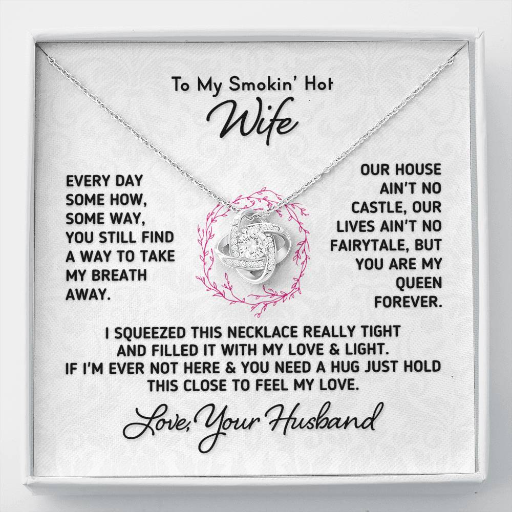 Gift for Wife - "My Queen Forever" Knot Necklace Jewelry Two-Toned Gift Box