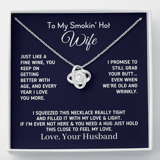 Gift for Wife - Funny "Old and Wrinkly" Necklace Jewelry Two-Toned Gift Box