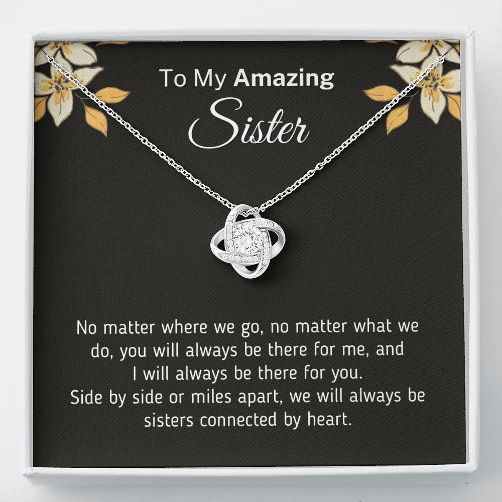 Beautiful "I Will Always Be There Necklace" For Sister Jewelry Two Toned Box