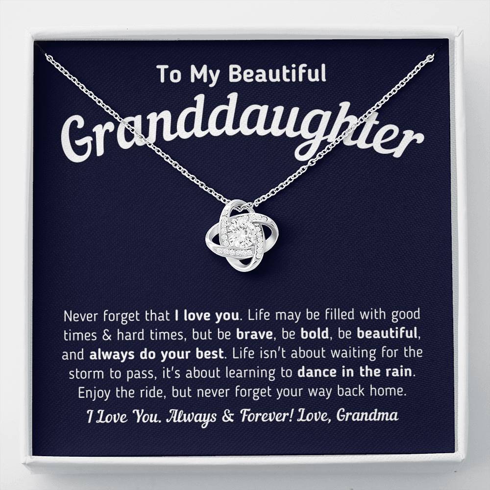 To My Beautiful Granddaughter - Never Forget That I Love You (Knot Necklace) Jewelry Standard Box