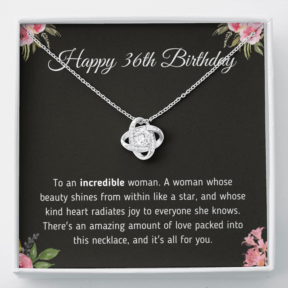 Happy 36th Birthday "To An Incredible Woman" Necklace Jewelry Two-Toned Gift Box