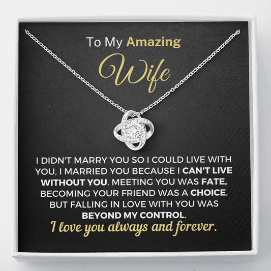 To My Amazing Wife - I Can't Live Without You Necklace Jewelry Standard Box