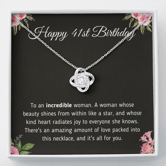 Happy 41st Birthday "To An Incredible Woman" Necklace Jewelry Two-Toned Gift Box