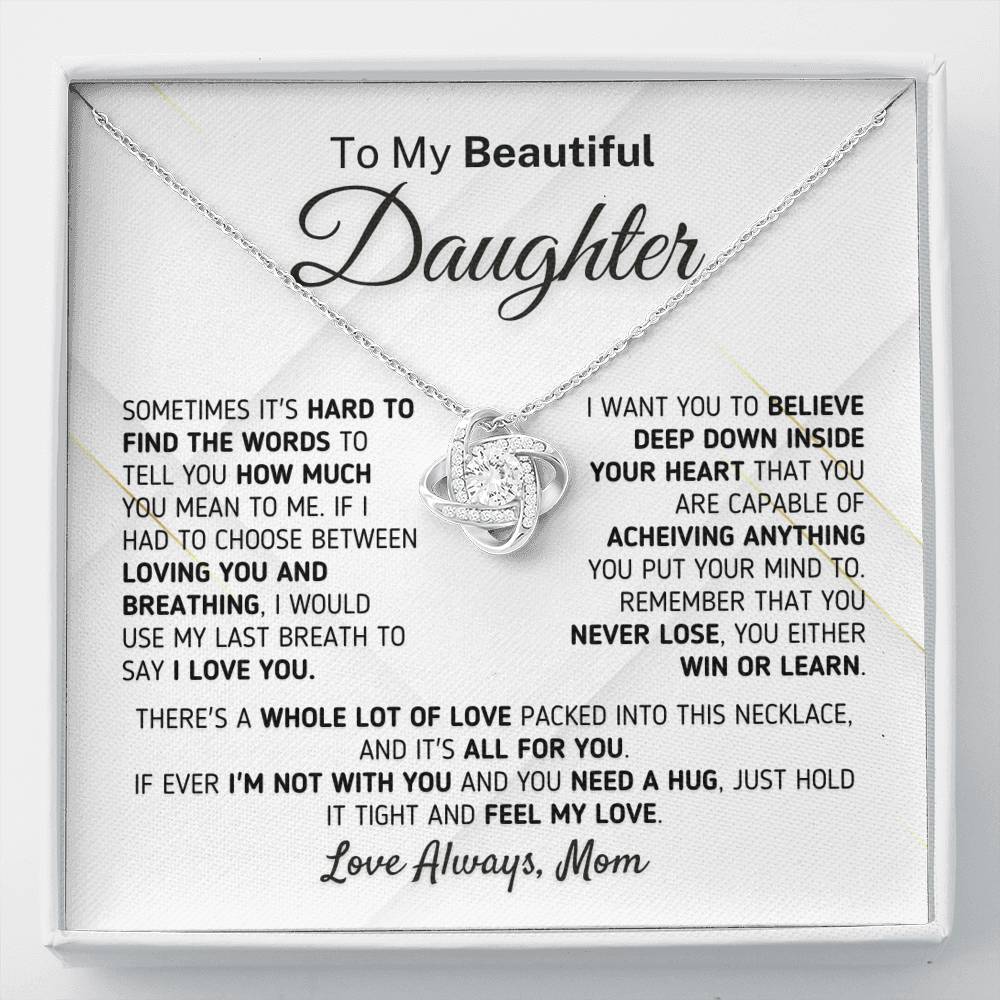 Gift For Daughter from Mom - If You Ever Need A Hug Necklace Jewelry Two-Toned Gift Box