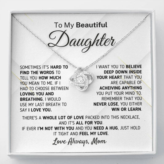 Gift For Daughter from Mom - If You Ever Need A Hug Necklace Jewelry Two-Toned Gift Box