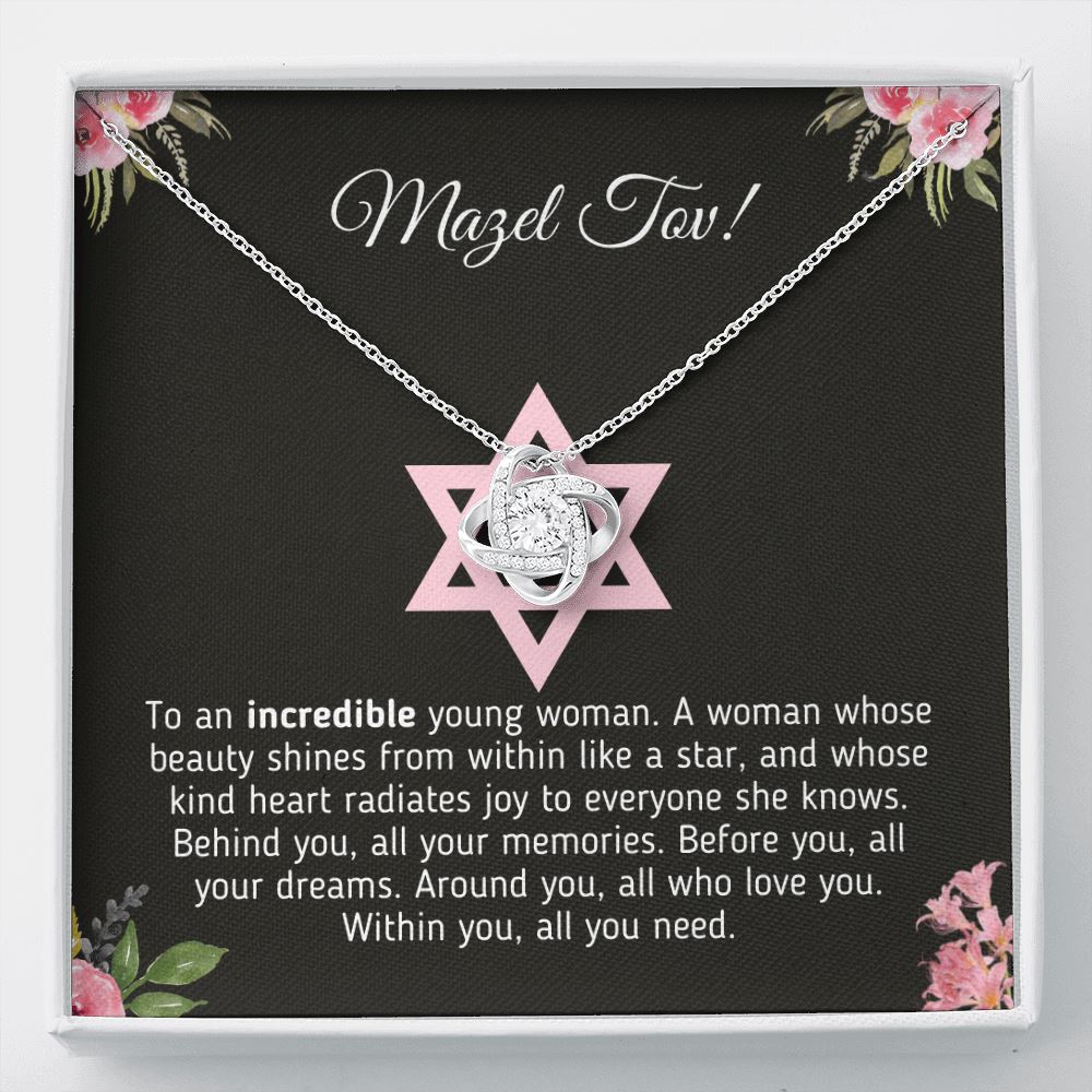 Beautiful Bat Mitzvah Necklace Jewelry Two-Toned Gift Box