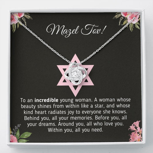 Beautiful Bat Mitzvah Necklace Jewelry Two-Toned Gift Box