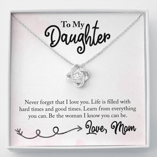Gift for Daughter "Never Forget That I Love You" Necklace Jewelry Two-Toned Gift Box