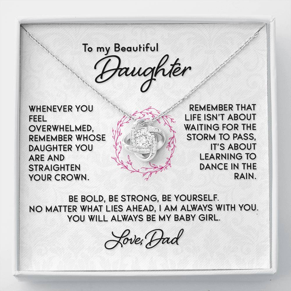 Gift for Daughter - "Learning To Dance In The Rain" Love Dad - Necklace Jewelry Two-Toned Gift Box
