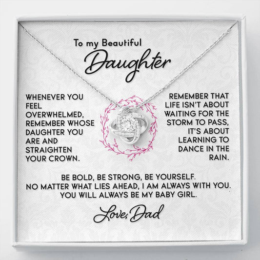 Gift for Daughter - "Learning To Dance In The Rain" Love Dad - Necklace Jewelry Two-Toned Gift Box