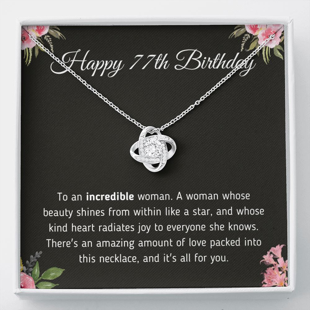Happy 77th Birthday Necklace Jewelry Two-Toned Gift Box
