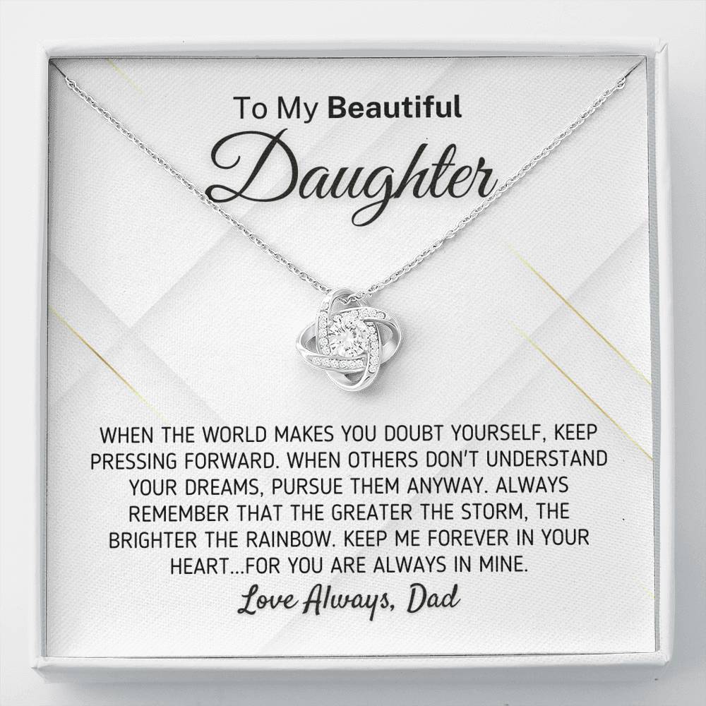 "Gift for Daughter - The Greater The Storm" Love Dad Necklace Jewelry Standard Box
