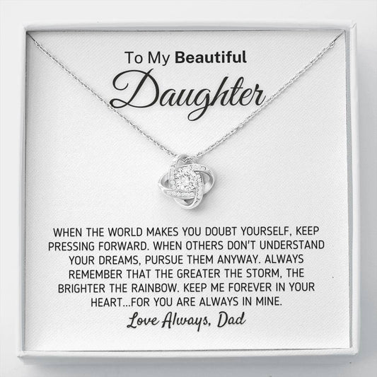 "To My Beautiful Daughter - The Greater The Storm" Love Dad Necklace (0108) Jewelry Two-Toned Gift Box