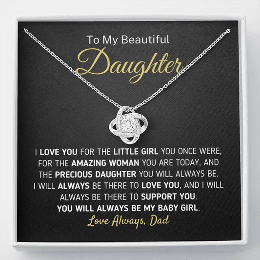 "To My Beautiful Daughter - For The Little Girl You Once Were" Necklace (0090) Jewelry Two-Toned Gift Box
