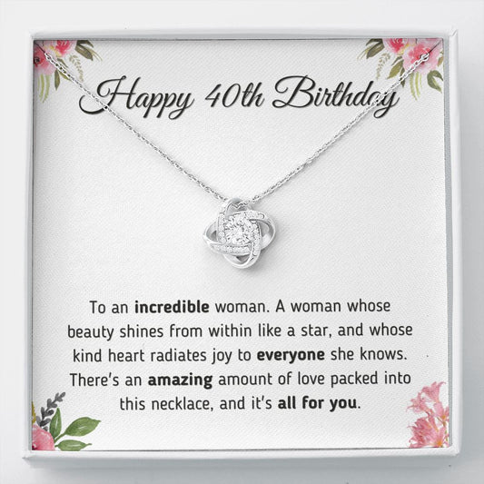 Happy 40th Birthday Gift - Necklace and Message Card Jewelry Two-Toned Gift Box