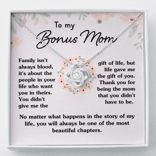 Gift For Bonus Mom "Most Beautiful Chapters" Necklace Jewelry Two Toned Box
