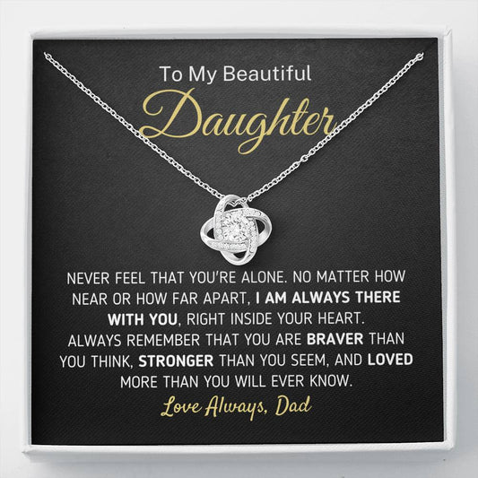 "To My Beautiful Daughter - I Am Always There With You" Necklace Jewelry Standard Box