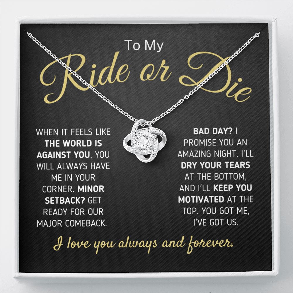 "To My Ride Or Die - You Got Me, I Got Us" Necklace Jewelry Two-Toned Gift Box