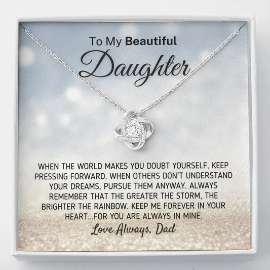"To My Beautiful Daughter - The Greater The Storm" Love Dad Necklace (0113) Jewelry Two-Toned Gift Box