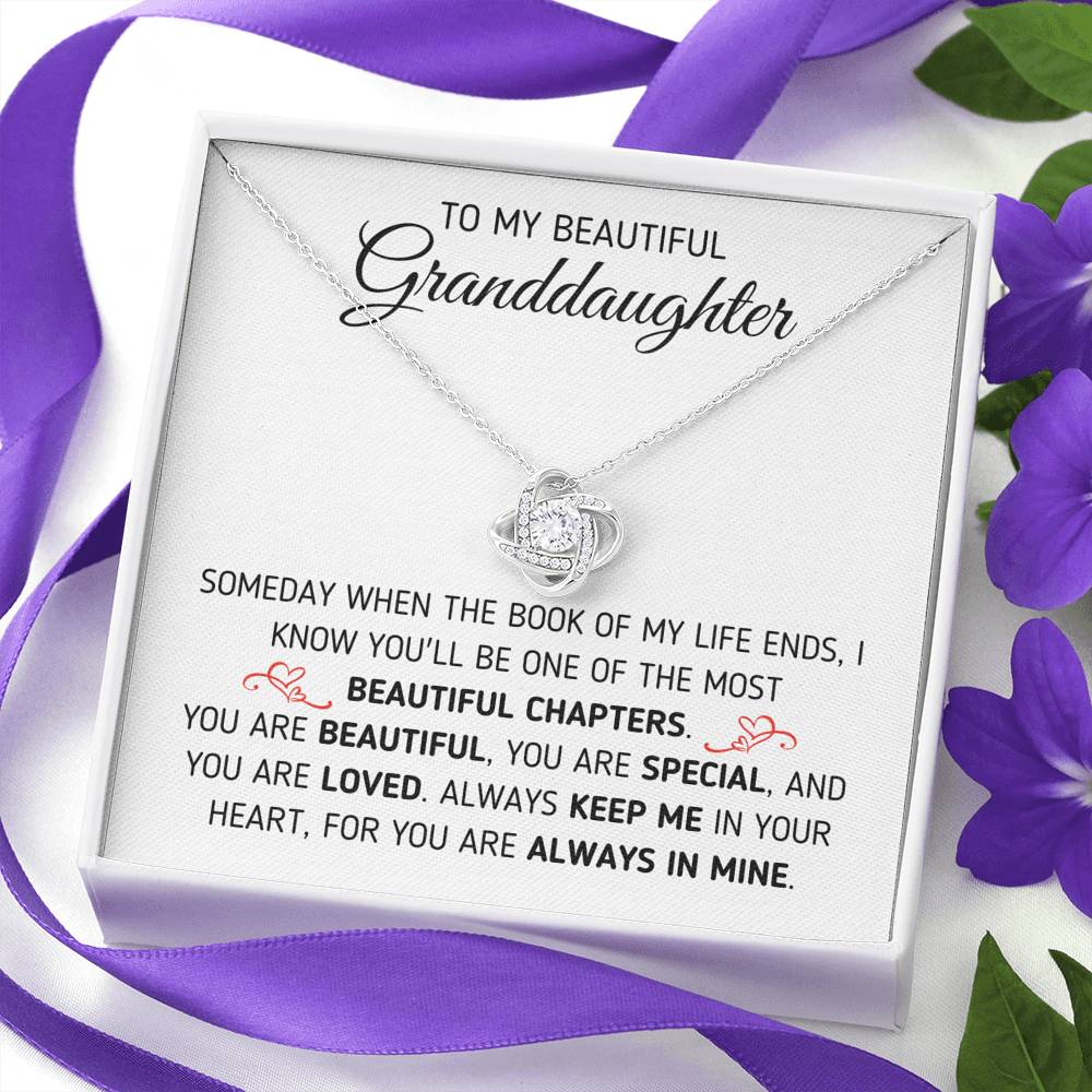 "To My Beautiful Granddaughter - Book Of My Life" Eternal Love Knot Necklace (0076) Jewelry