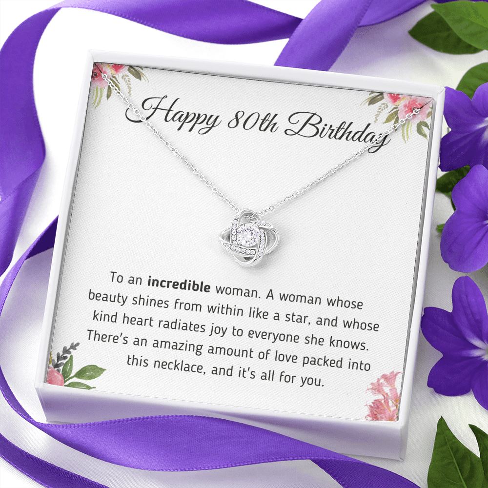 Happy 80th Birthday Gift - Necklace and Message Card Jewelry