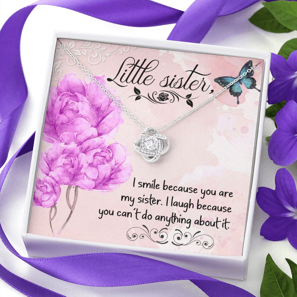 Funny Birthday Gift for Little Sister "I Smile Because You Are My Sister" Necklace Jewelry